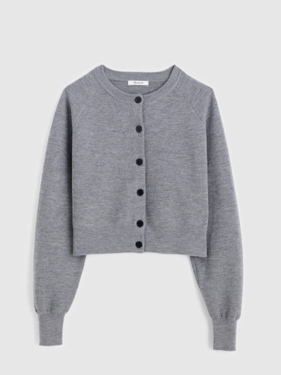 Madewell Raglan Sleeve Cropped Cardigan Sweater Heather Steel Gray Size Small